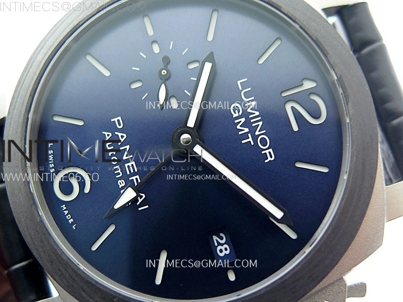 PAM1279 X Luminor GMT 42mm Titanium VSF 1:1 Best Edition Blue Dial on Black Leather Strap P.9011 Super Clone